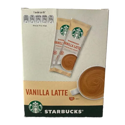قهوه فوری استار باکس طعم وانیل vanilla latte پک ده عددی